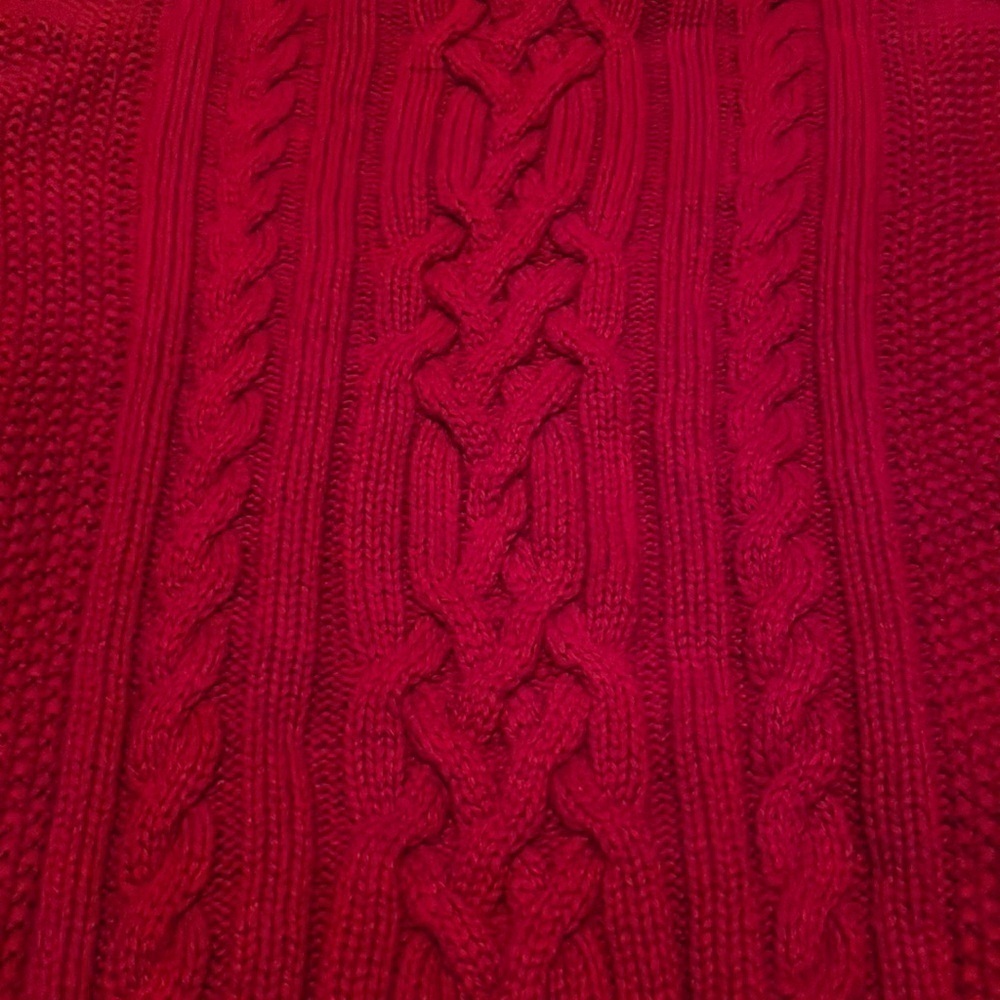 Gap Kids Russian Red Cable Knit  3 Button Sweater with Faux Fur Lined Collar - Picture 4 of 13